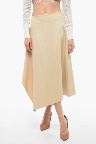 Cotton Asymmetric Skirt with Side Zip
