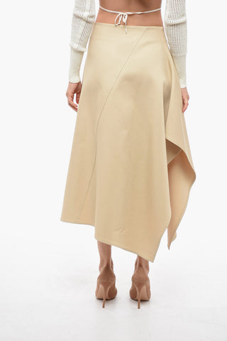 Cotton Asymmetric Skirt with Side Zip
