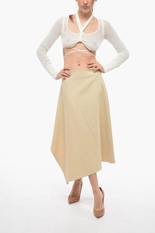 Cotton Asymmetric Skirt with Side Zip