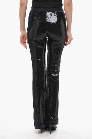 Pantaloni PILLE in Paillettes a Gamba Svasata