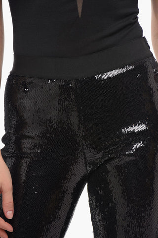 Pantaloni PILLE in Paillettes a Gamba Svasata