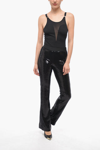 Pantaloni PILLE in Paillettes a Gamba Svasata