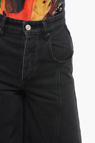 Extra Wide Leg Gaucho Denims with Raw-cut Bottom 45cm