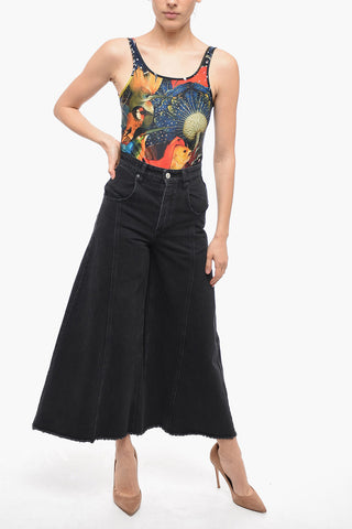 Extra Wide Leg Gaucho Denims with Raw-cut Bottom 45cm