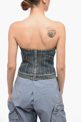 Back Zipped Denim Tube Top