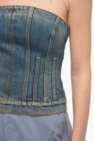 Back Zipped Denim Tube Top