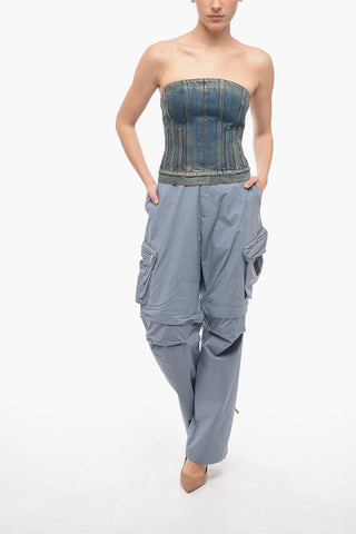 Back Zipped Denim Tube Top
