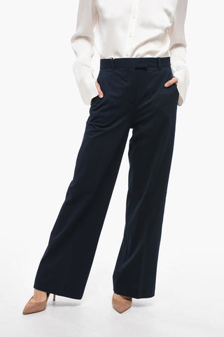 Cotton Piquet High-waisted Pants