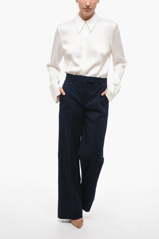 Cotton Piquet High-waisted Pants