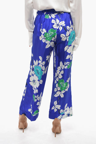 Pantaloni Palazzo in Seta con Stampa a Fiori