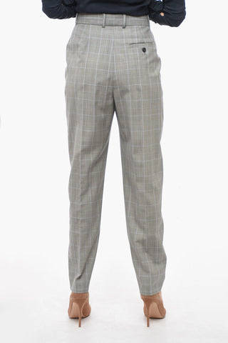 Single-pleated Carrot Fit Pants with District Check Motif