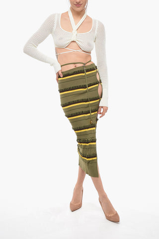 Stretchy CONCHA Maxi Skirt With Side Slit
