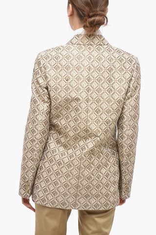 Jacquard Cotton Blend Blazer with Monogram Motif