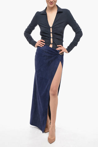 Leather Wallet Maxi Dress With Statement Buckle