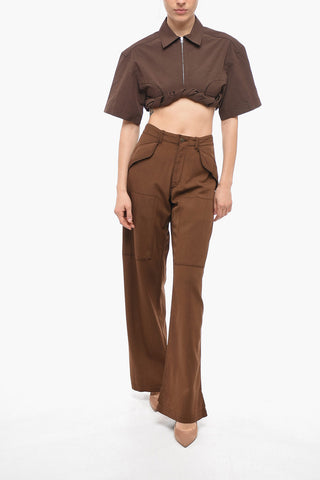 Straight Fit Wool Pants with Belt Loops