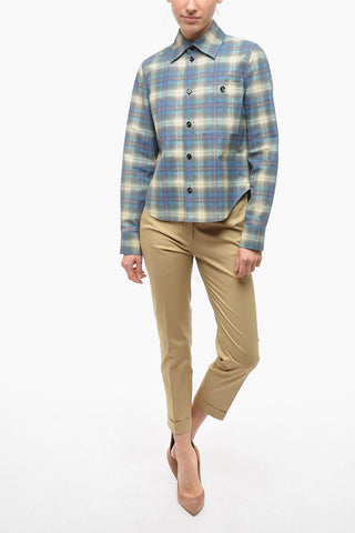 Printed Leather Shirt with District Check Motif