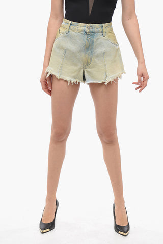Shorts in Denim Distressed con Effetto Vintage