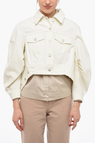 Vintage Effect Denim Jacket with Wide Sleeves