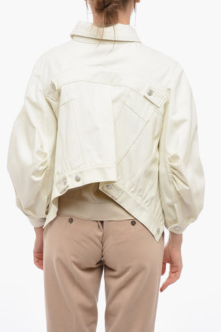 Vintage Effect Denim Jacket with Wide Sleeves