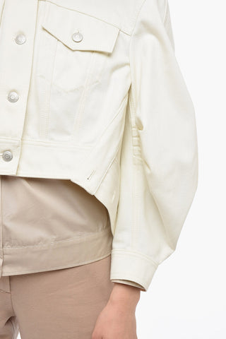Vintage Effect Denim Jacket with Wide Sleeves