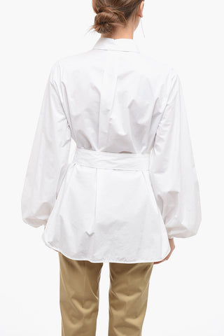 Puffed Sleeve Popeline Shirt with Belt