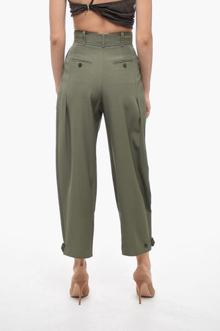 Double-pleated Wool Blend Pants with Cuffs