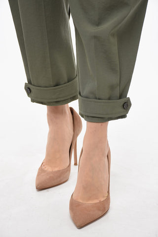 Double-pleated Wool Blend Pants with Cuffs