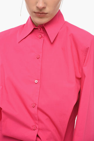 Wide-sleeved Chemisier Minidress with Padded Shoulders