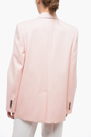 Wool Double Breasted Blazer with Peak Lapel