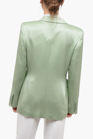Blazer Doppiopetto in Satin con Revers a Lancia
