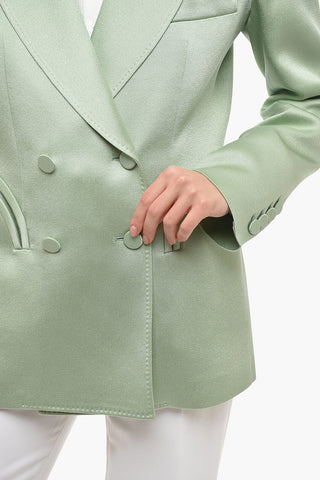 Blazer Doppiopetto in Satin con Revers a Lancia