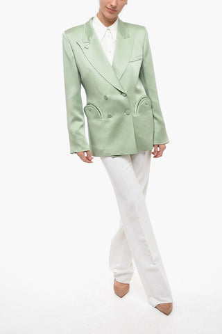 Blazer Doppiopetto in Satin con Revers a Lancia