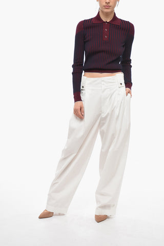 High-waisted Wide Leg Pants with Front Pleats