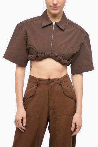 Zipped Shirt Sleeved Crop Top