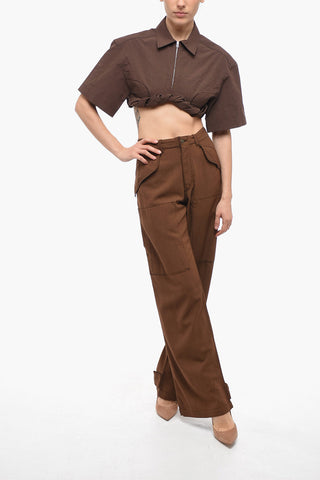 Zipped Shirt Sleeved Crop Top