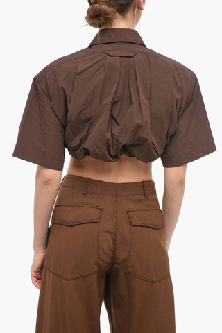 Zipped Shirt Sleeved Crop Top
