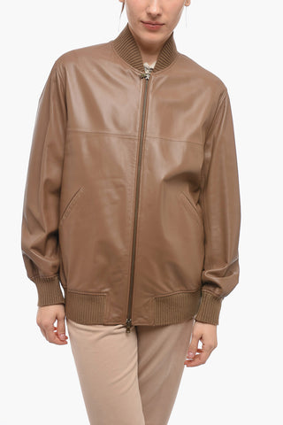 Leather Unlined Jacket with Ribbed Trims