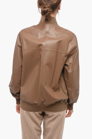 Leather Unlined Jacket with Ribbed Trims