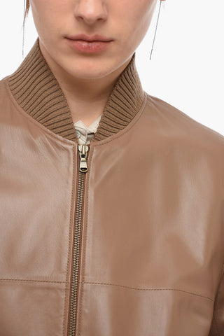 Leather Unlined Jacket with Ribbed Trims