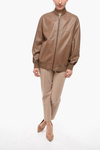 Leather Unlined Jacket with Ribbed Trims