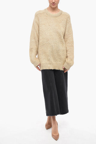 Crew Neck Linen UNISEX Pullover with Distressed Effect