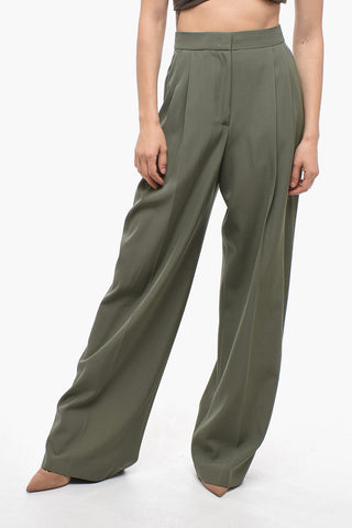 Pantaloni Palazzo in Misto Lana con Pinces