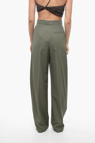 Wool Blend Palazzo Pants with Pleats