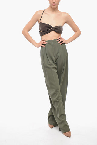 Wool Blend Palazzo Pants with Pleats