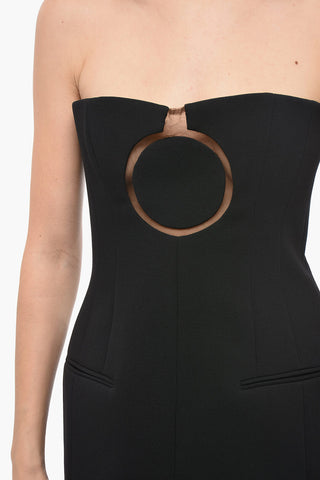 Wool Sheath Dress with Mesh Detail