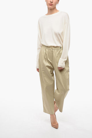 Pantaloni Crop con Elastico in Vita