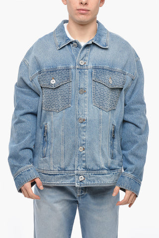 Giubbotto in Denim con Tasche Ricamate