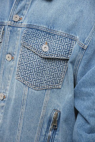 Giubbotto in Denim con Tasche Ricamate