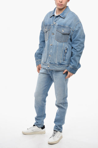 Giubbotto in Denim con Tasche Ricamate