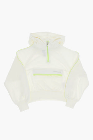 Felpa Hoodie in Misto Cotone con Mezza Zip